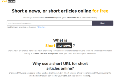 Shorta.News — The Innovative Way to Shorten Online Articles with Shortened URL